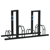 Bicycle stand | Row system | with leaning bracket | as an e-bike leaning bracket | hot-dip galvanised and coated in RAL9005 | 4 Bicycleslength: 1400 mm